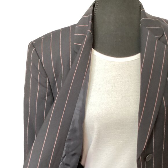 VINTAGE Jobis 2-piece Pinstriped Navy/Pink Pant Suit - Size EU38 - Picture 2 of 16